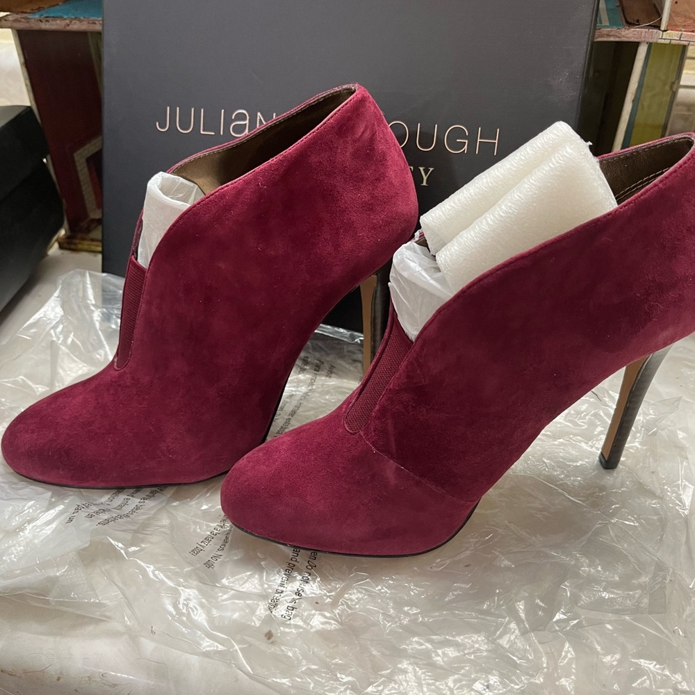 Joey Red Heeled Boots Sleek Suede Design